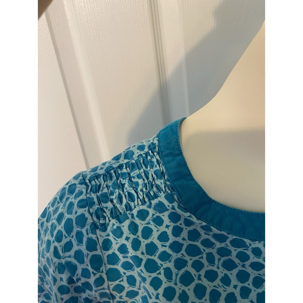 Peaches Small‎ Women's Scrub Top Teal Dot Print Blue Cute Sleeves - Picture 10 of 14